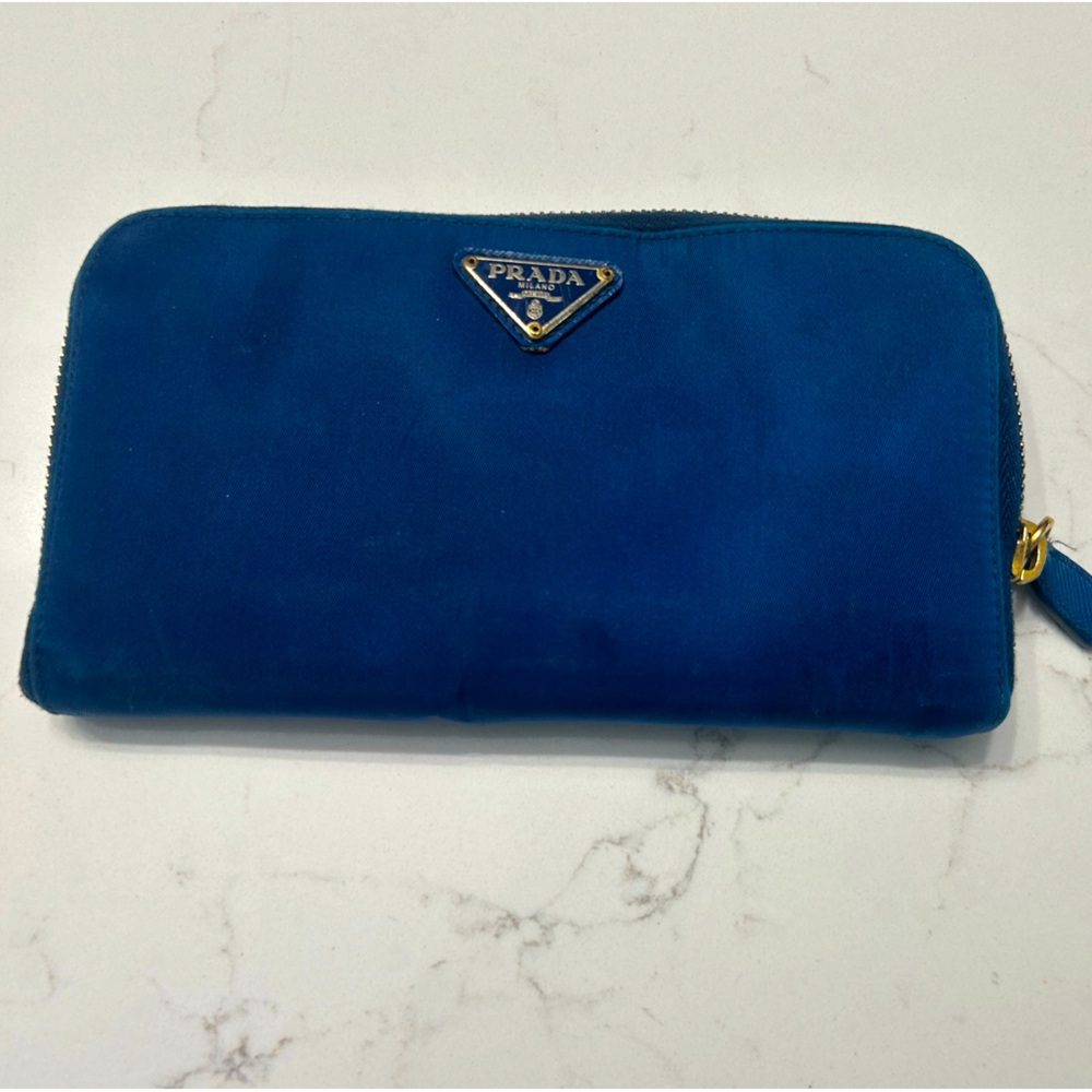 Authentic Nylon Blue Prada Zip Around Large Wallet - image 1